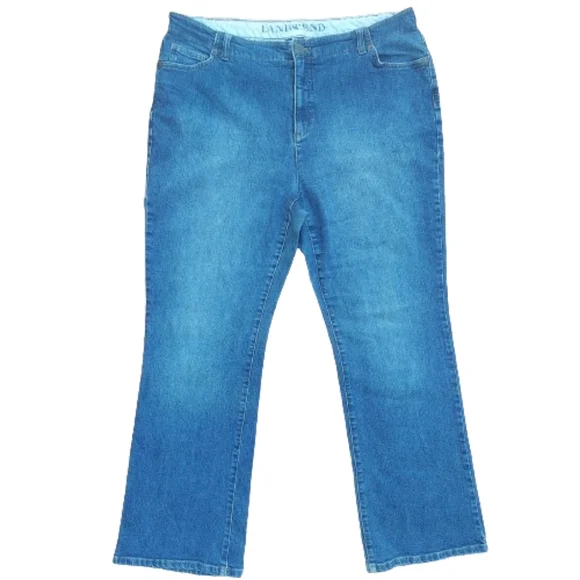 Land's End Original Fit Classic Waist Boot Leg Denim Blue Jeans - Picture 2 of 7